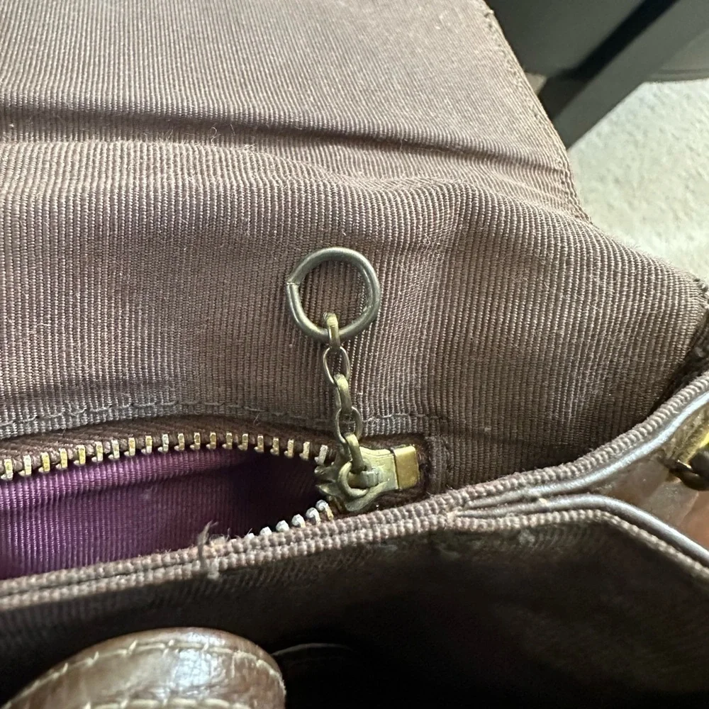 Vintage handbag with brass handles as seen on “Mad Men” vibe Mocha Brown